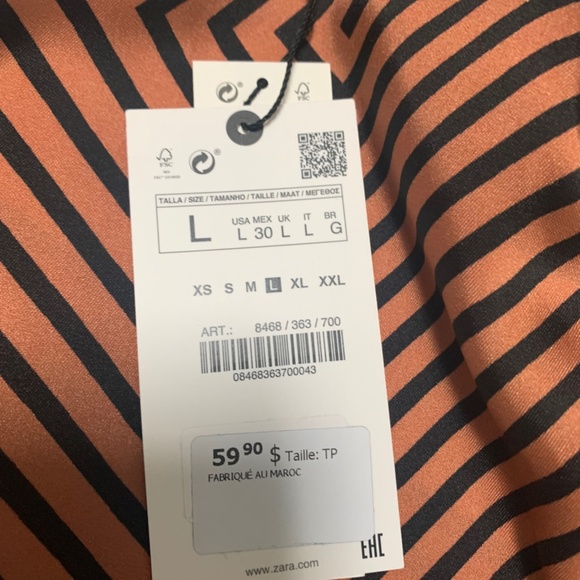 ZARA brown cream and black wrap skirt NWTs - Picture 3 of 3